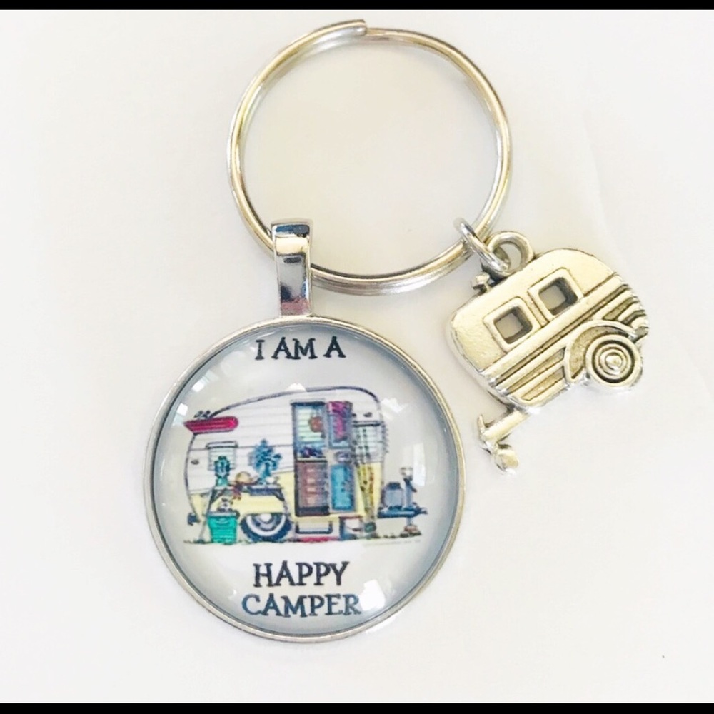 Happy Camper Keyring - Picture 2 of 2